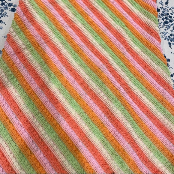 Striped Pink Orange Yellow Green Crossback Mini Dress - Picture 2 of 5